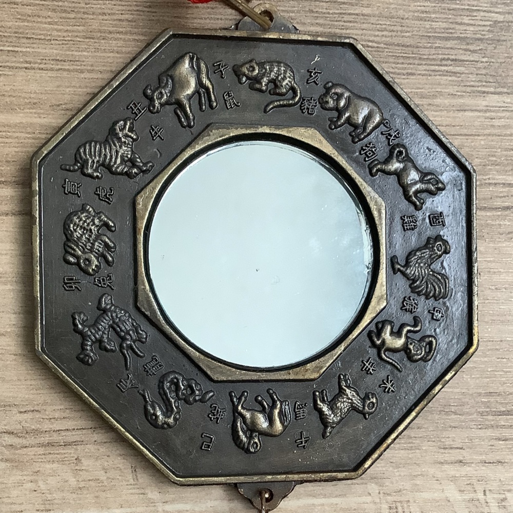 New Vintage Chinese astrology FENG SHUI bagua mirror hanging giant coin